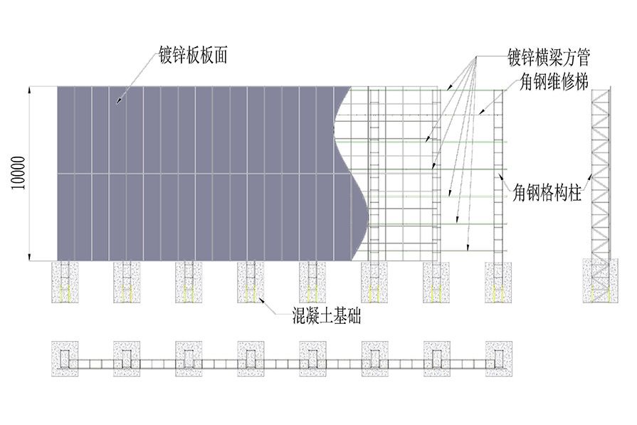 隔离施工现场美化市政环境标准10米高角钢格构柱围挡是如何现场安装的呢？